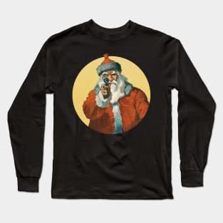 Vintage Angry Santa with Gun Long Sleeve T-Shirt